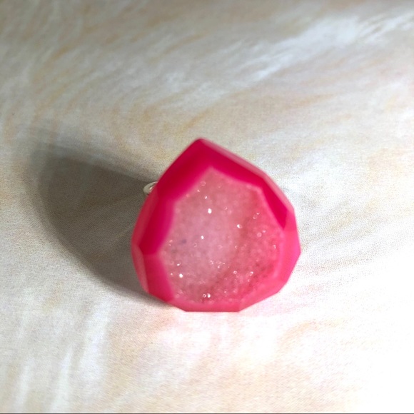 Neon Red Druzy Quartz and Sterling silver ring. - Picture 3 of 6